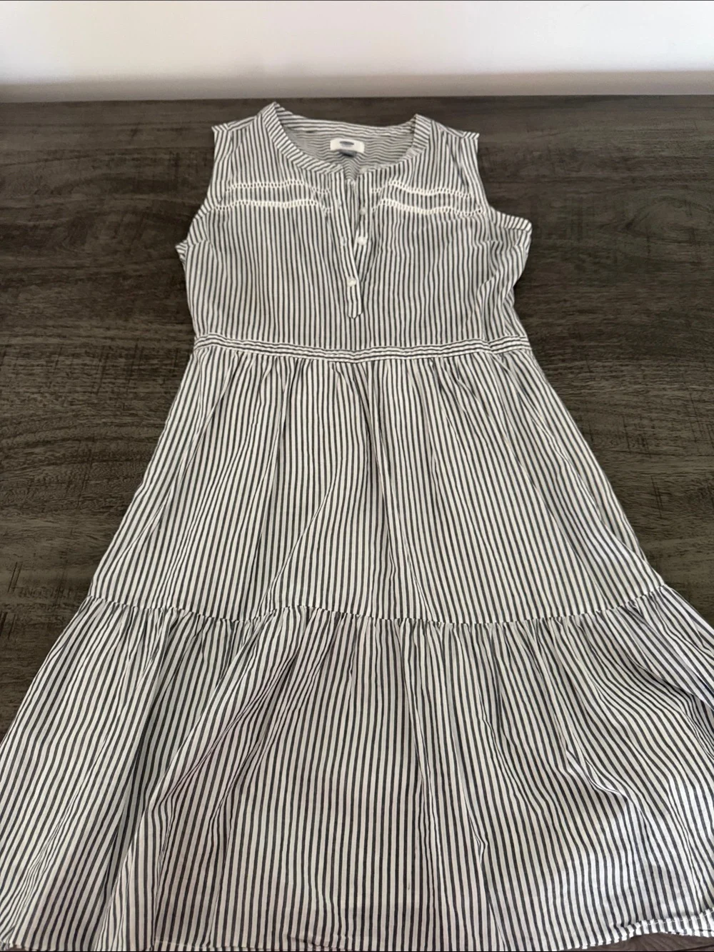 Old Navy Grey and White Striped Sleeveless Dress